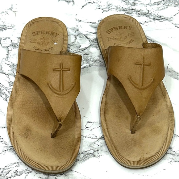 Sperry Leather Thong Sandals - Seaport in Medium Beige - Picture 5 of 8